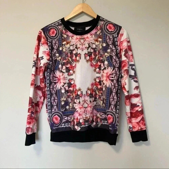 Givenchy Floral Print Crew  Neck Sweater Roses Peonies - Picture 1 of 6